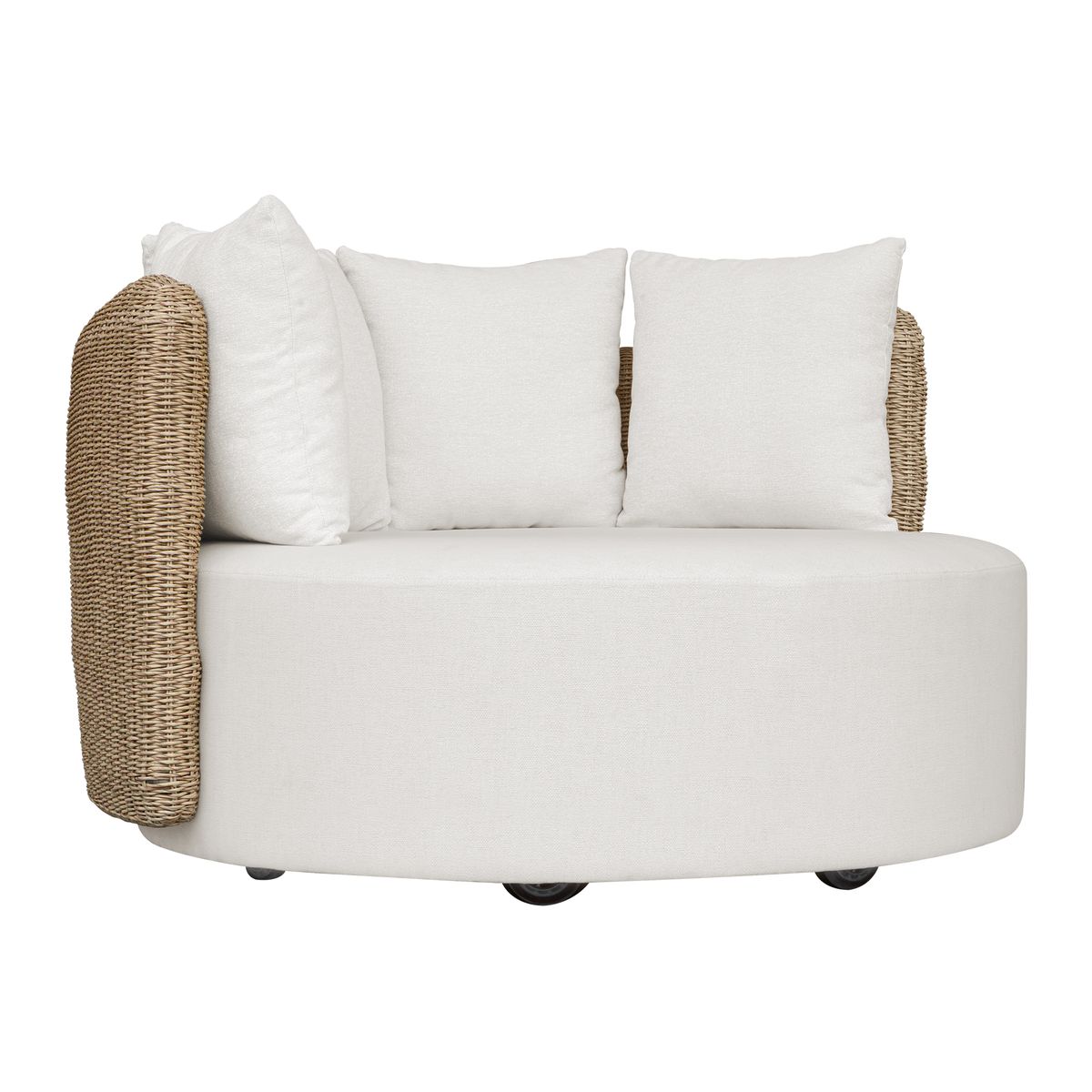 Uttermost Sunset Light Gray All Weather Wicker Outdoor Swivel Day Bed With Oyster White Cushion - Image 3