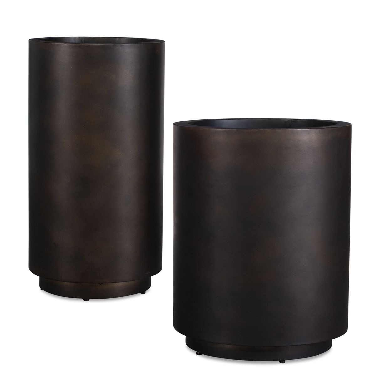 Uttermost Volcan Set of 2 Matte Bronze Iron Planters ~ Indoor and Outdoor Use - Image 1