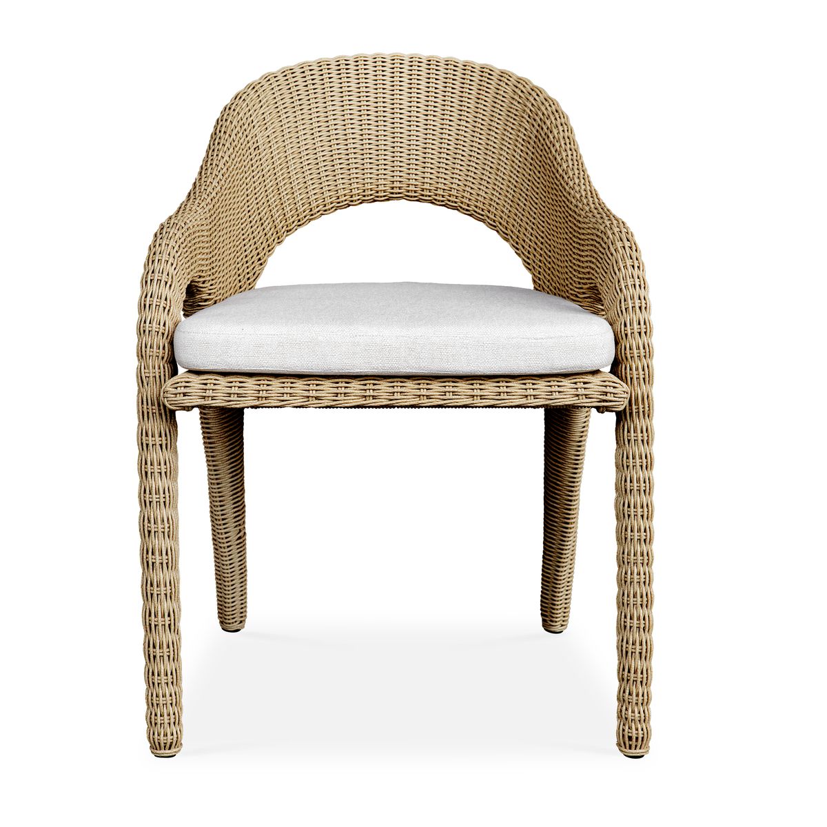 Uttermost Kavali Honey All Weather Wicker Outdoor Dining Chair With Oyster White Cushion - Image 1