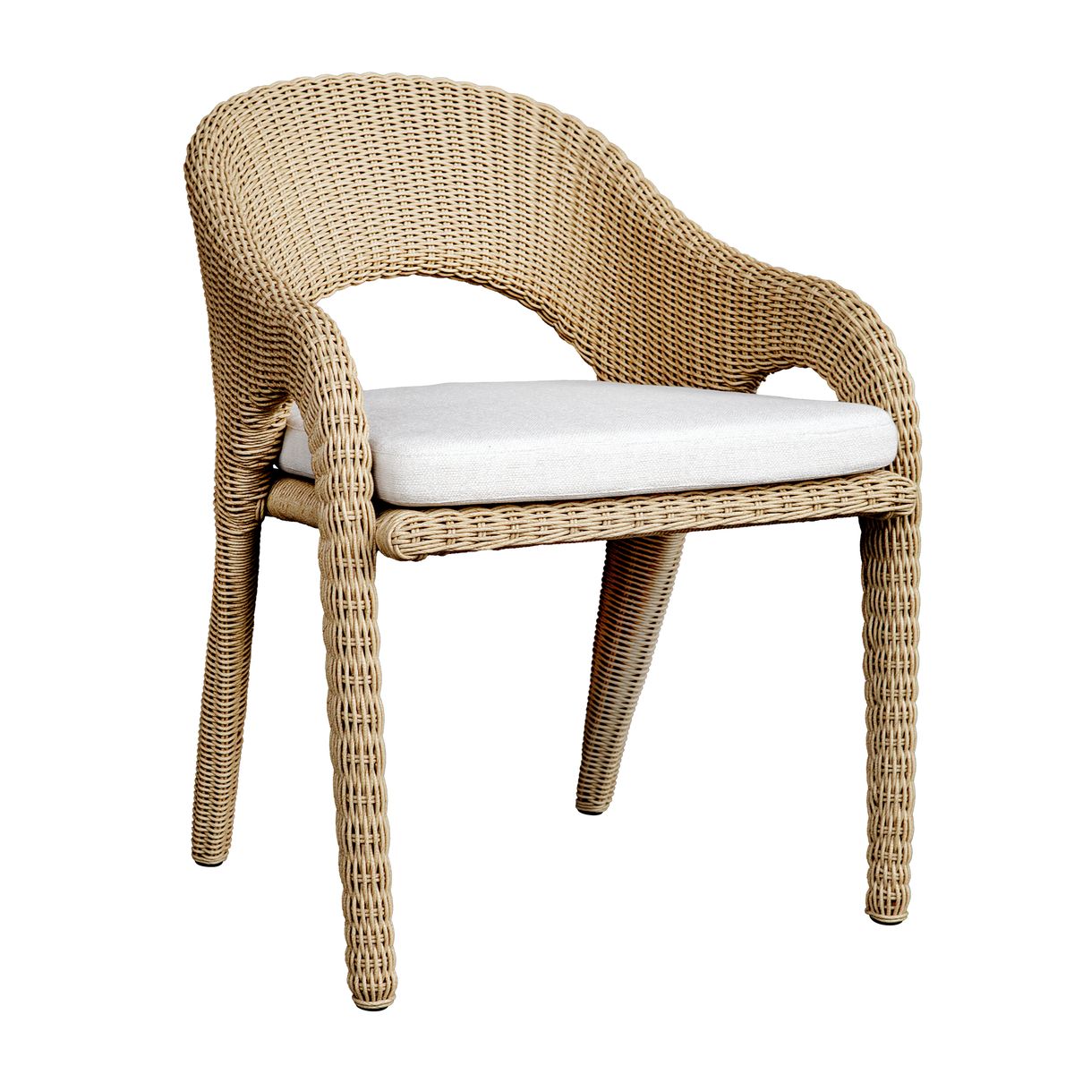 Uttermost Kavali Honey All Weather Wicker Outdoor Dining Chair With Oyster White Cushion - Image 2
