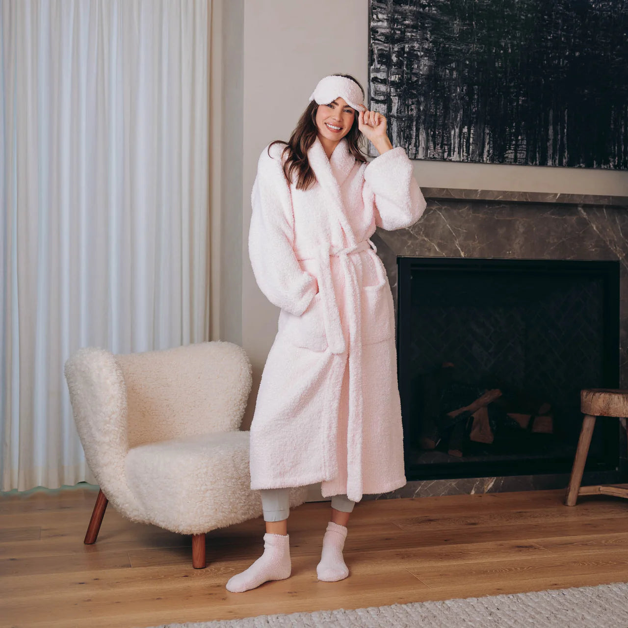 Kashwere Pink Signature Shawl Collar Robe ~ Large - Image 3