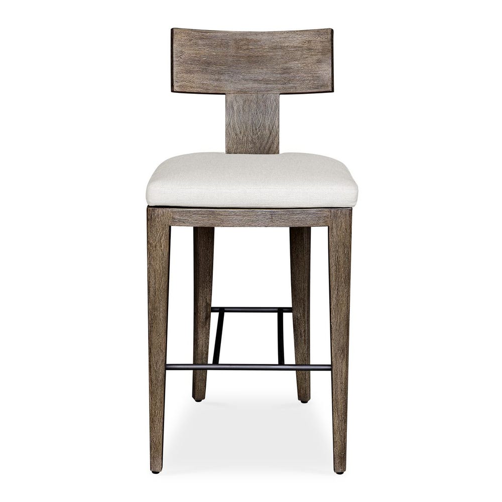 Uttermost Cellini Weathered Gray Mahogany Wood Outdoor Bar Stool - Image 1
