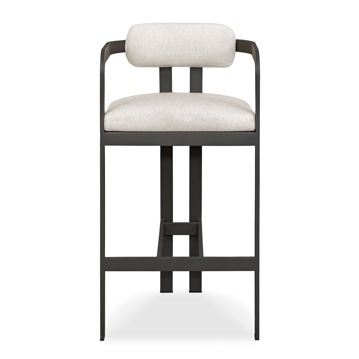 Uttermost Kalmar Java Black Outdoor Bar Stool With Oyster White Fabric Plush Seat Cushion - Image 1