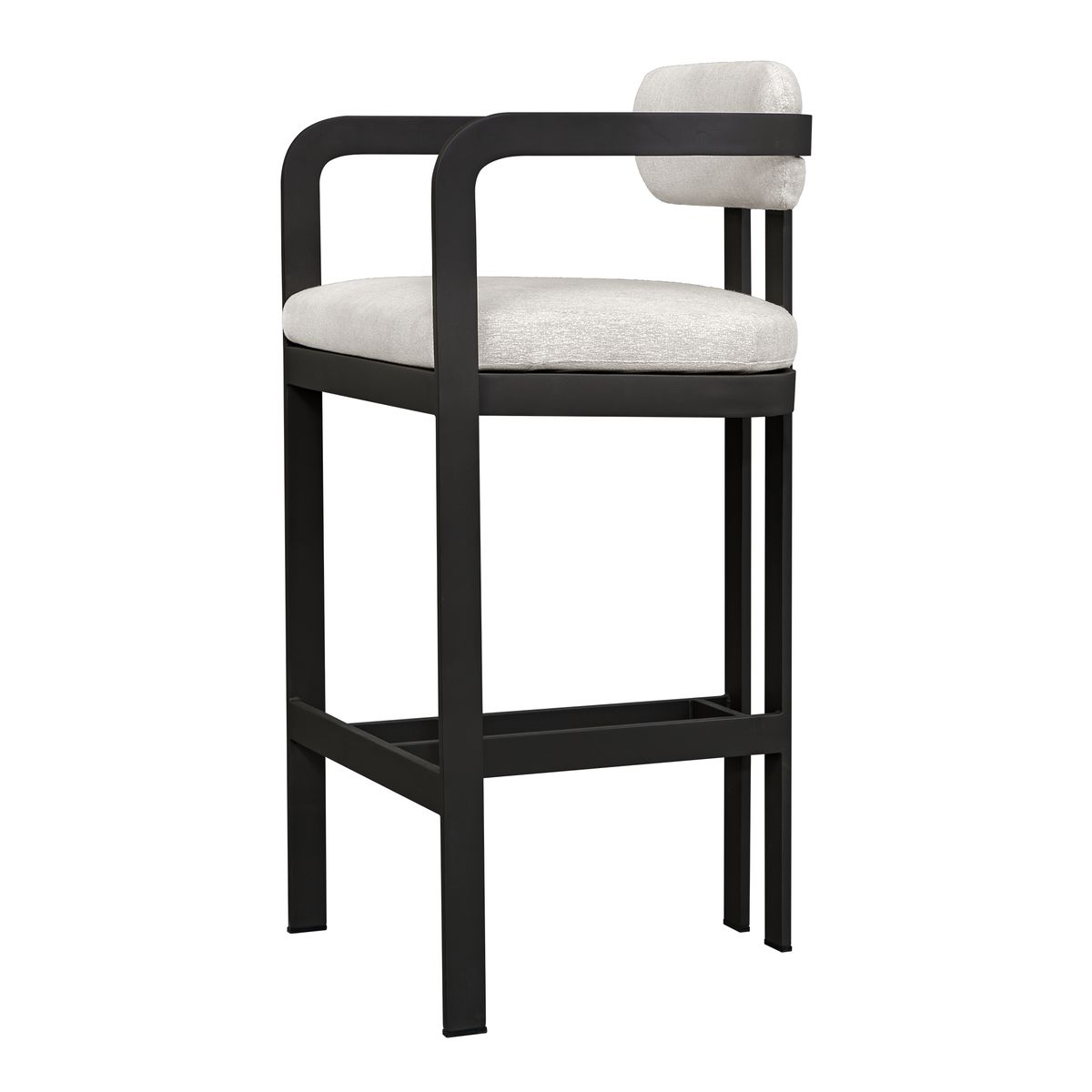 Uttermost Kalmar Java Black Outdoor Bar Stool With Oyster White Fabric Plush Seat Cushion - Image 2