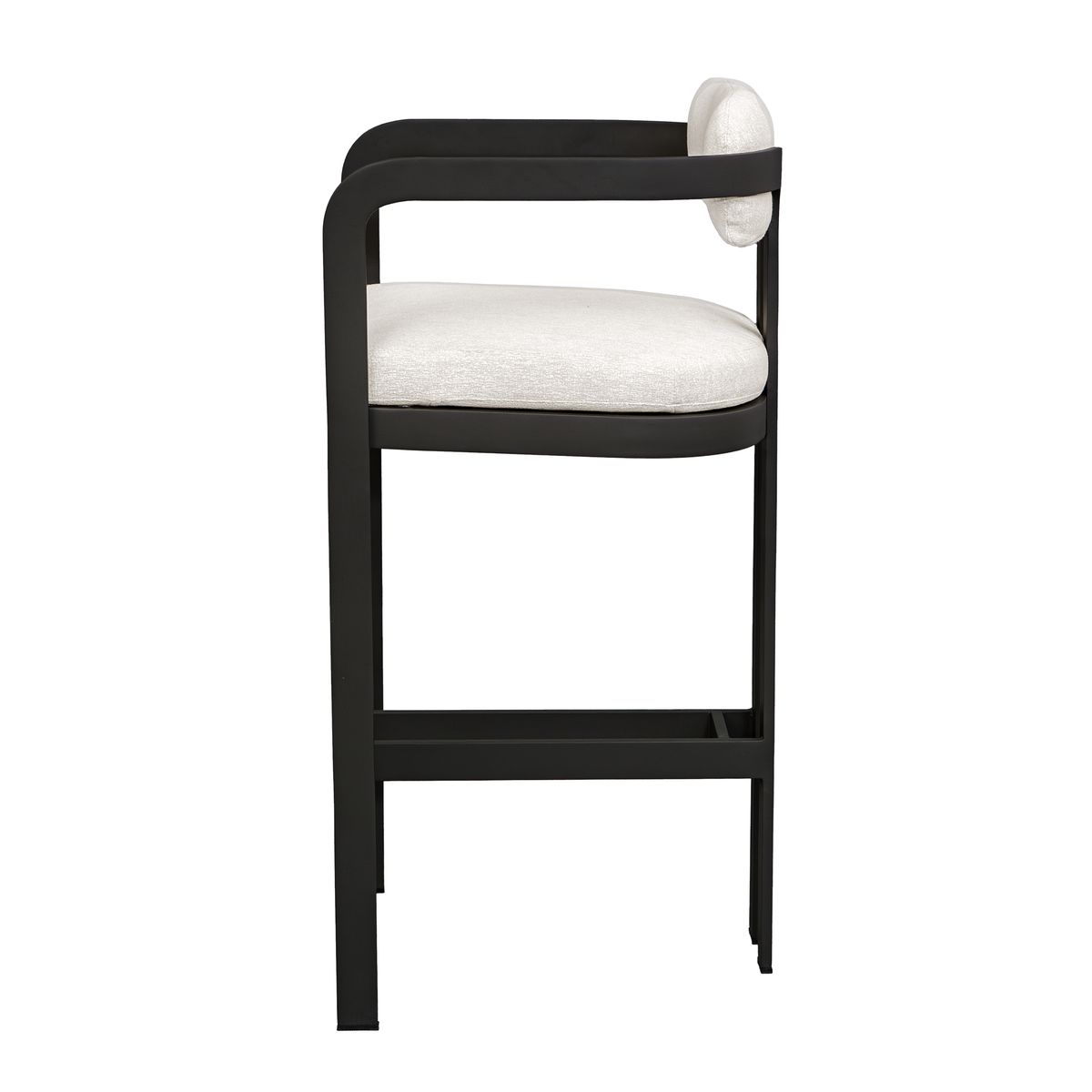 Uttermost Kalmar Java Black Outdoor Bar Stool With Oyster White Fabric Plush Seat Cushion - Image 3