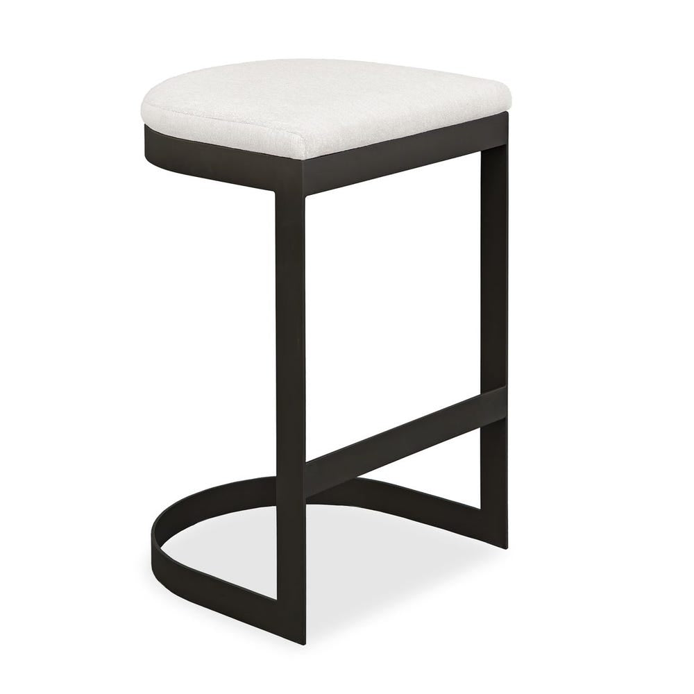 Uttermost Maude Java Black Outdoor Bar Stool With Plush Taupe Fabric Cushion Seat - Image 1