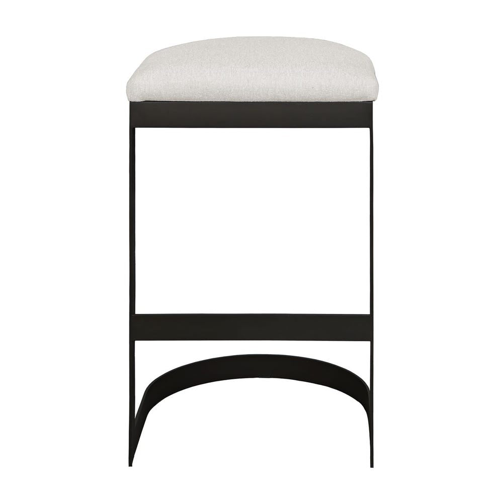 Uttermost Maude Java Black Outdoor Bar Stool With Plush Taupe Fabric Cushion Seat - Image 2
