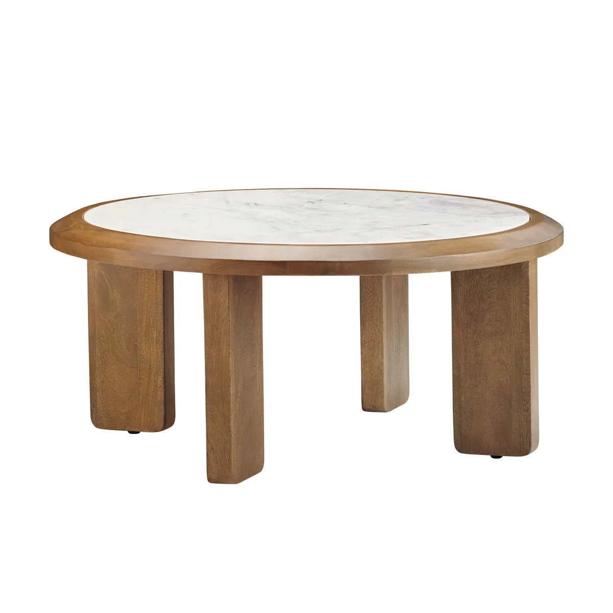 Crestview Collection Palatino White Marbled Top Round Coffee Table - Image 1