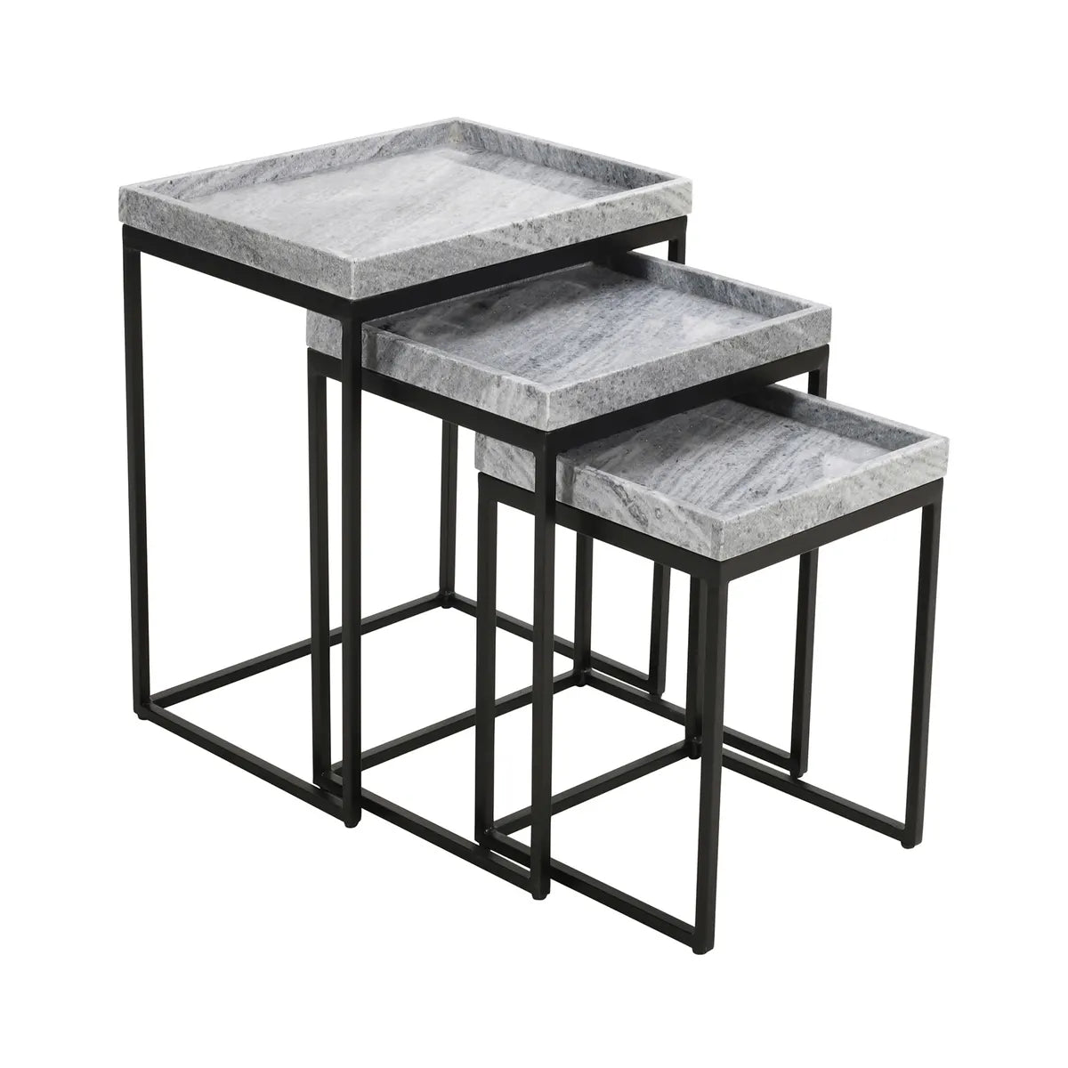 Crestview Collection Arden Black Marble Nesting Tables