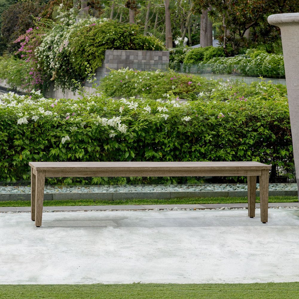 Uttermost Forsyth Weathered Dark Gray Mahogany Outdoor Bench - Image 1