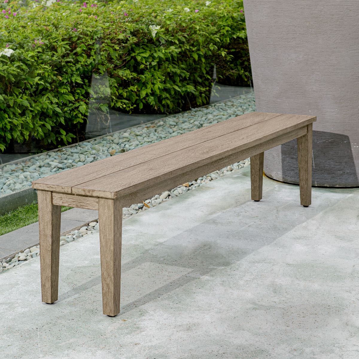 Uttermost Forsyth Weathered Dark Gray Mahogany Outdoor Bench - Image 3