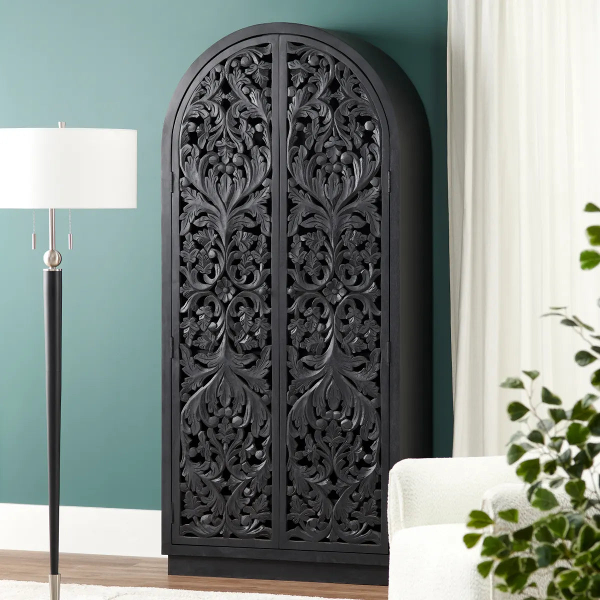 Crestview Collection Sable Black Stained Wooden Tall Cabinet
