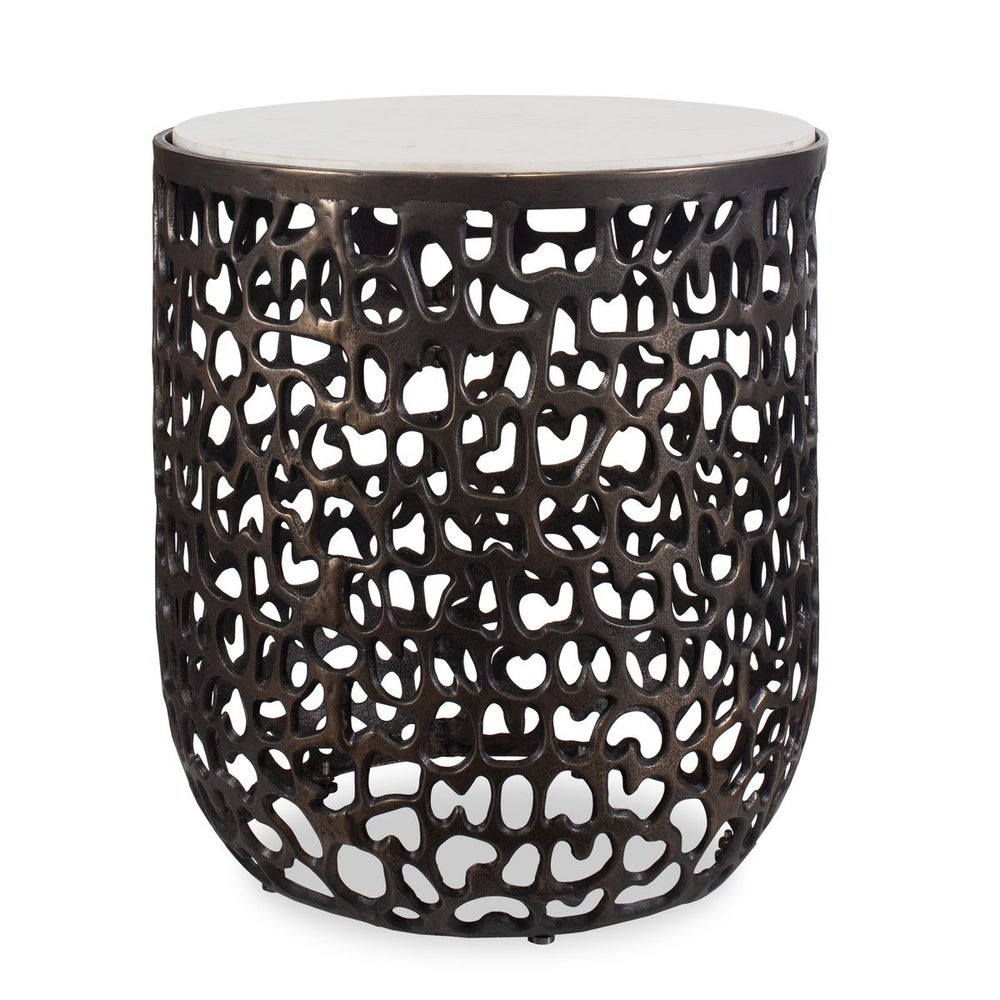 Uttermost Sabena White Marble Top Side Table ~ Indoor And Outdoor Use - Image 1