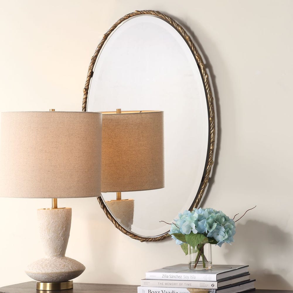 Uttermost Twisted Branch Antiqued Gold Iron Oval Mirror - Image 2