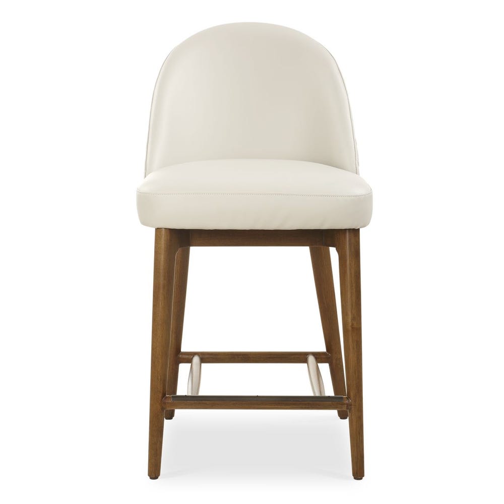 Uttermost Stiches Ecru Pebbled Leather Diamond Tufted Counter Stool - Image 3