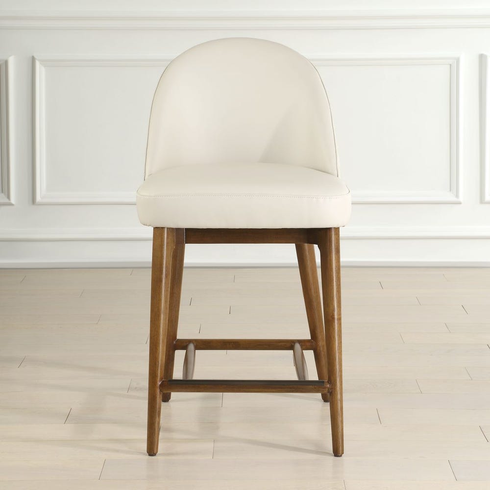 Uttermost Stiches Ecru Pebbled Leather Diamond Tufted Counter Stool - Image 1