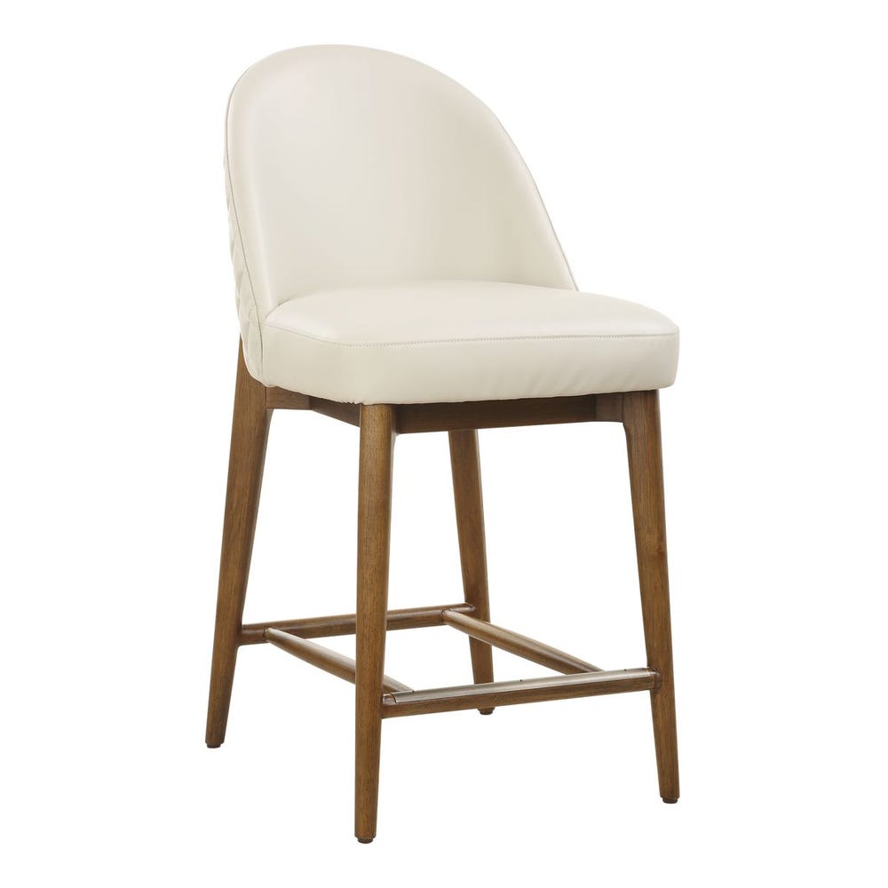Uttermost Stiches Ecru Pebbled Leather Diamond Tufted Counter Stool - Image 2