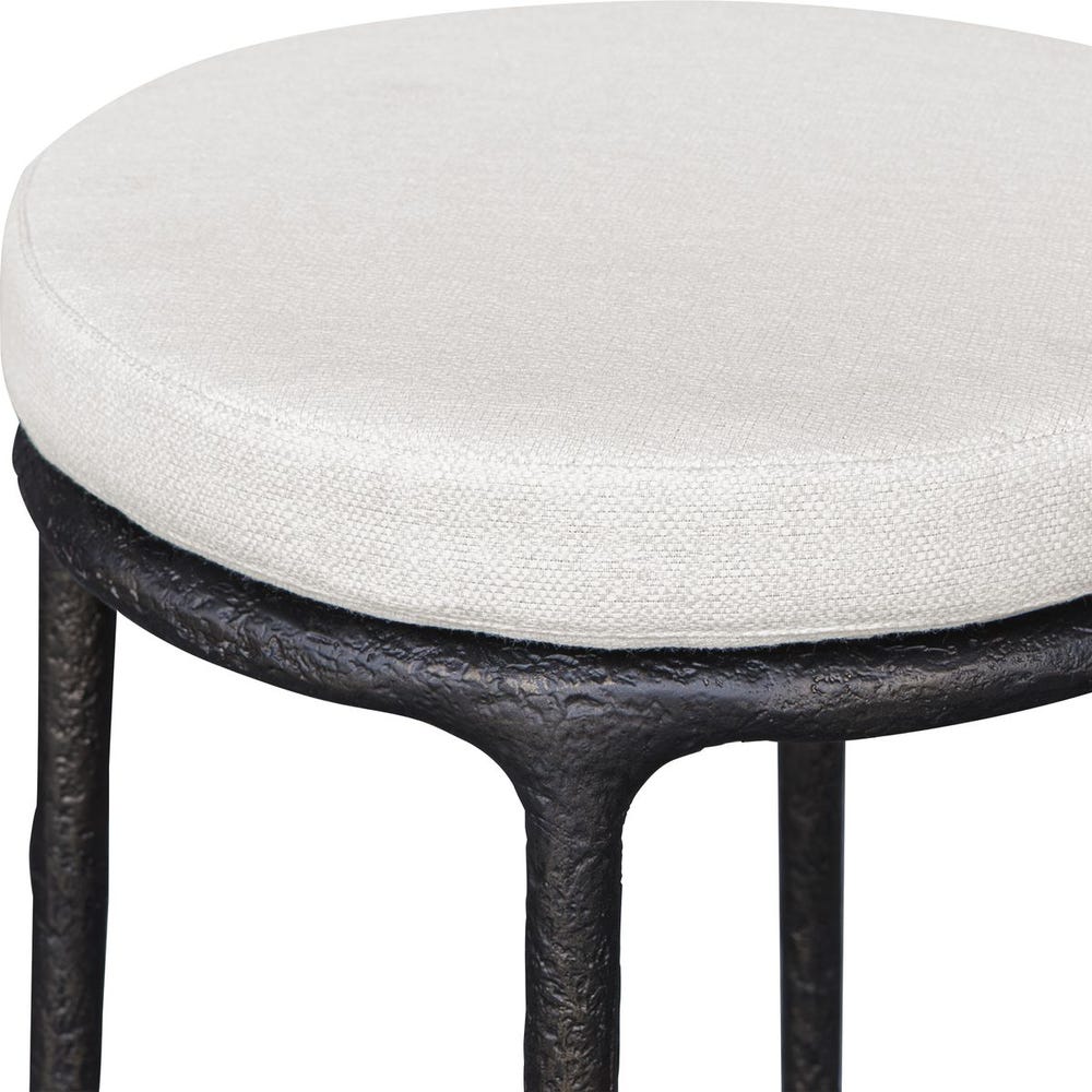 Uttermost Thayer Java Black Outdoor Bar Stool With Oyster White Cushioned Seat - Image 3