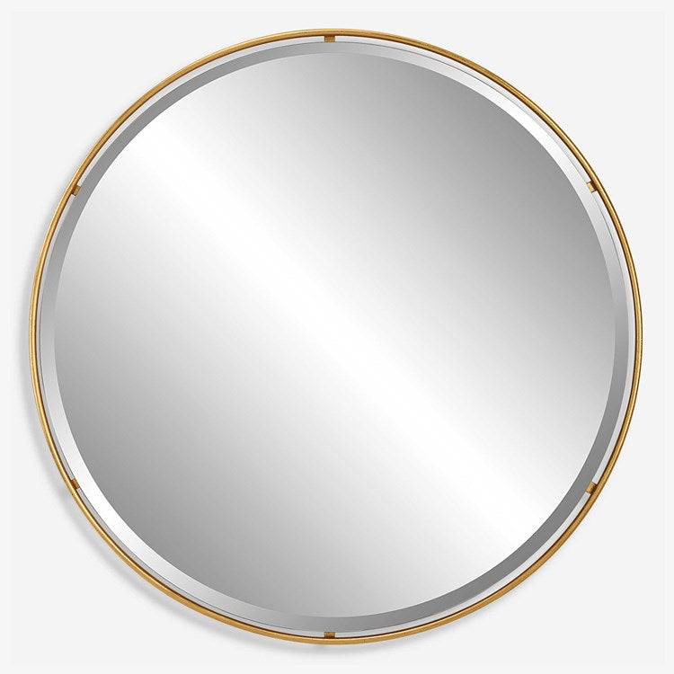 Uttermost Canillo Antiqued Gold Leaf Round Mirror - Image 2