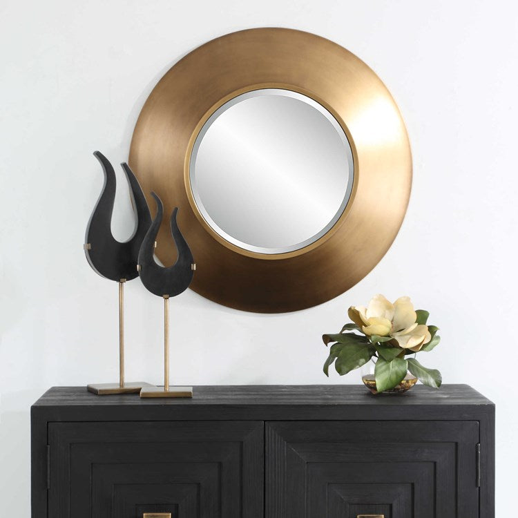 Uttermost Contessa Antiqued Gold Round Mirror - Image 1