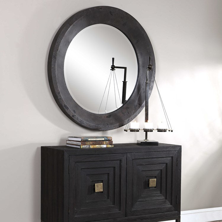 Uttermost Frazier Dark Gray Charcoal Round Mirror - Image 3