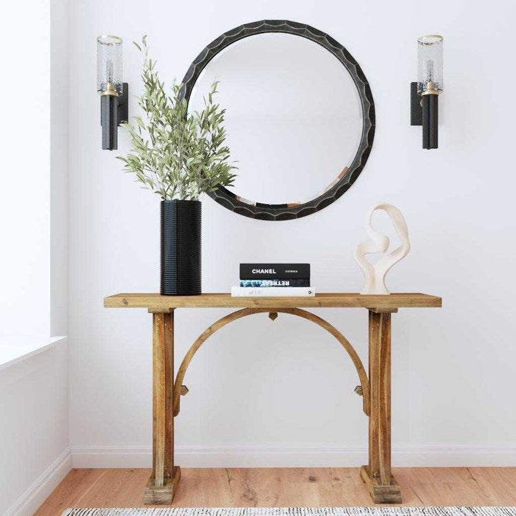 Uttermost Scalloped Edge Aged Black Round Mirror - Image 1