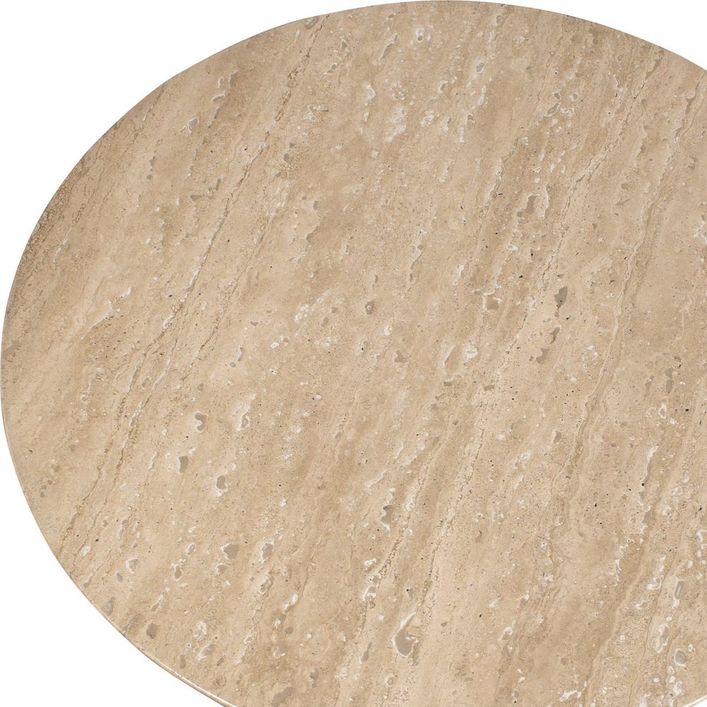 Uttermost Oslo Travertine and Antiqued Brass Finished Iron Accent Table ~ Indoor And Outdoor Use - Image 3