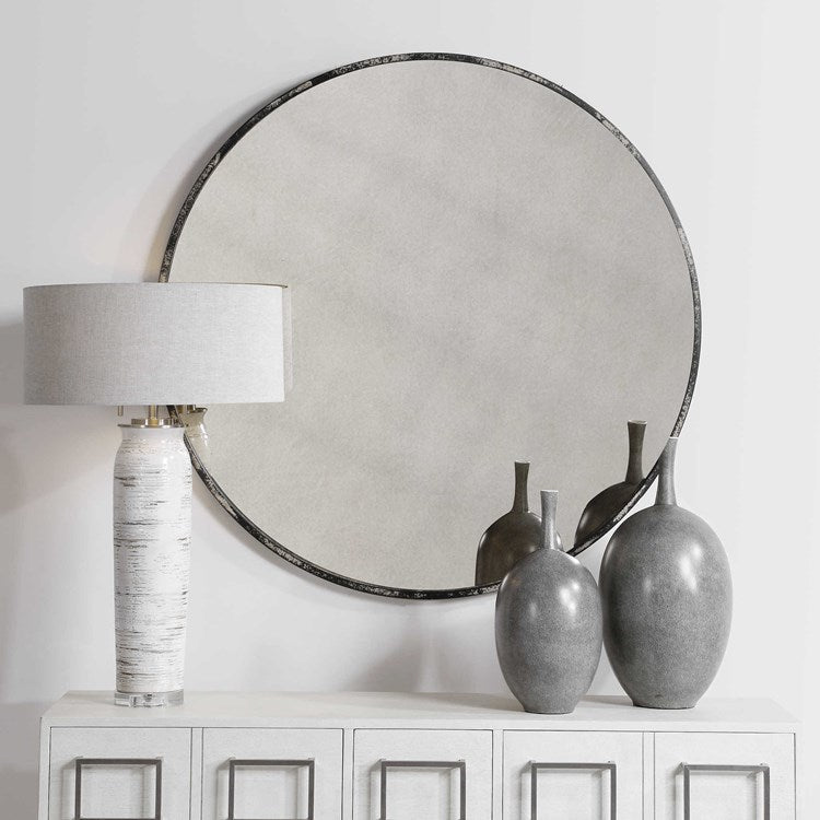 Uttermost Junius Rustic Black Round Mirror - Image 1