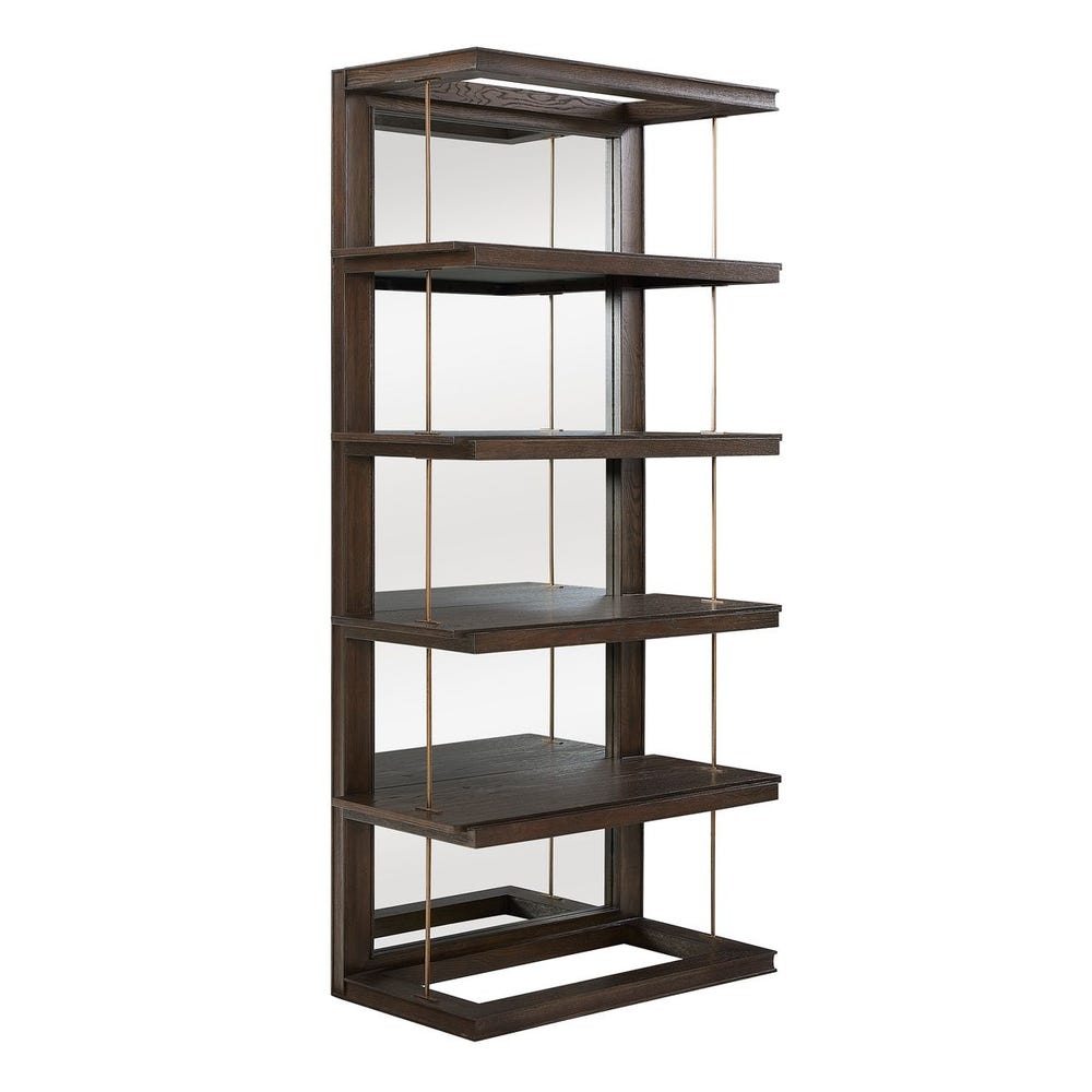 Uttermost Kai Dark Walnut With Gold Iron  Etagere - Image 3