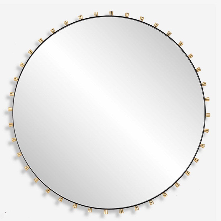 Uttermost Cosmopolitan Matte Black and Brass Round Mirror - Image 2