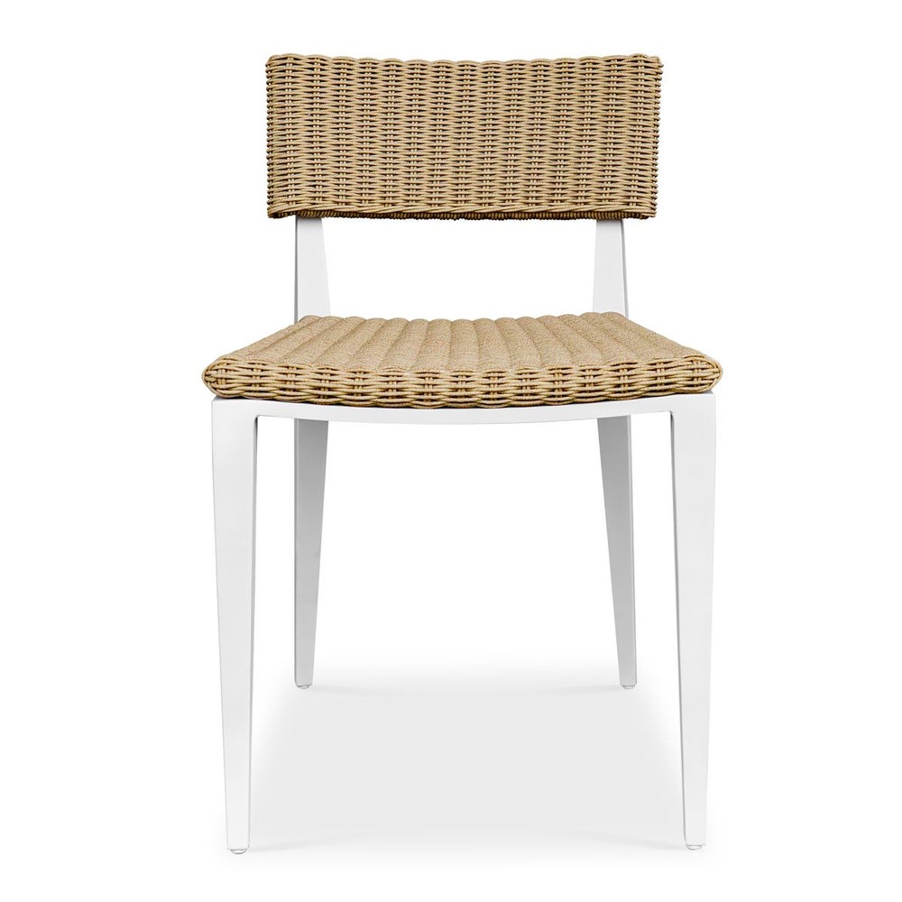 Uttermost Calbas Honey All Weather Wicker Outdoor Dining Chair With White Frame - Image 1