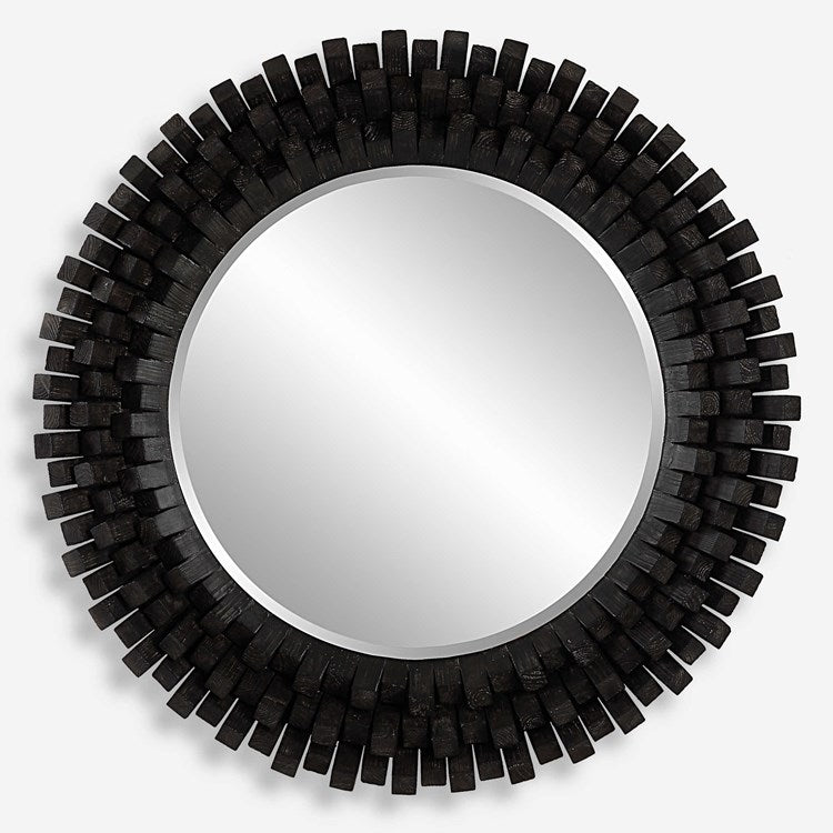 Uttermost Circle of Piers Black Wood Round Mirror - Image 2