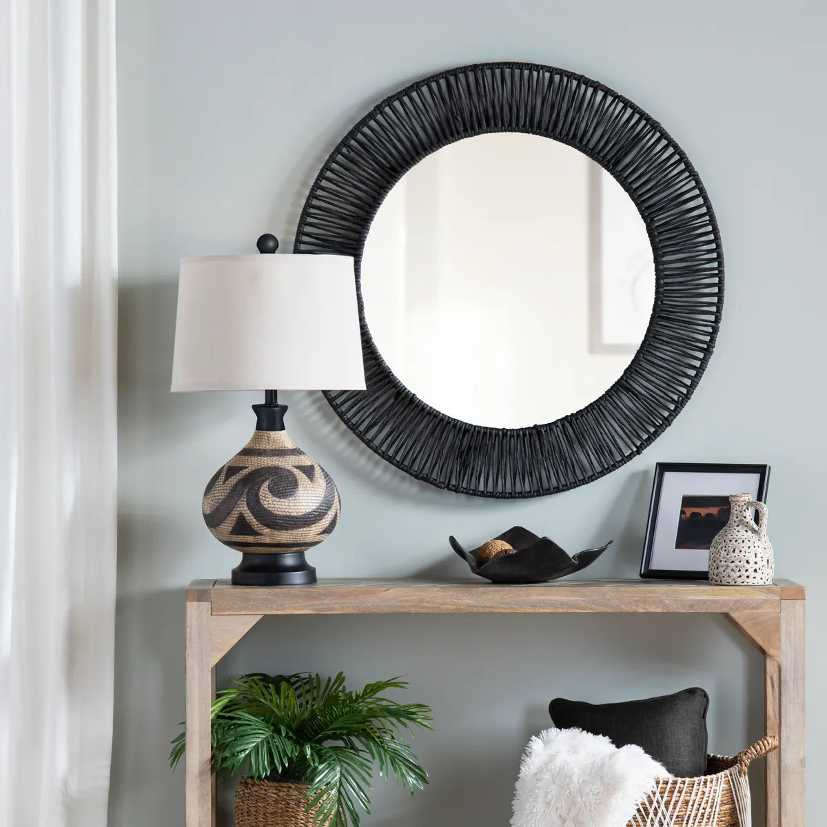 Crestview Collection Onyx Round Mirror - Image 1