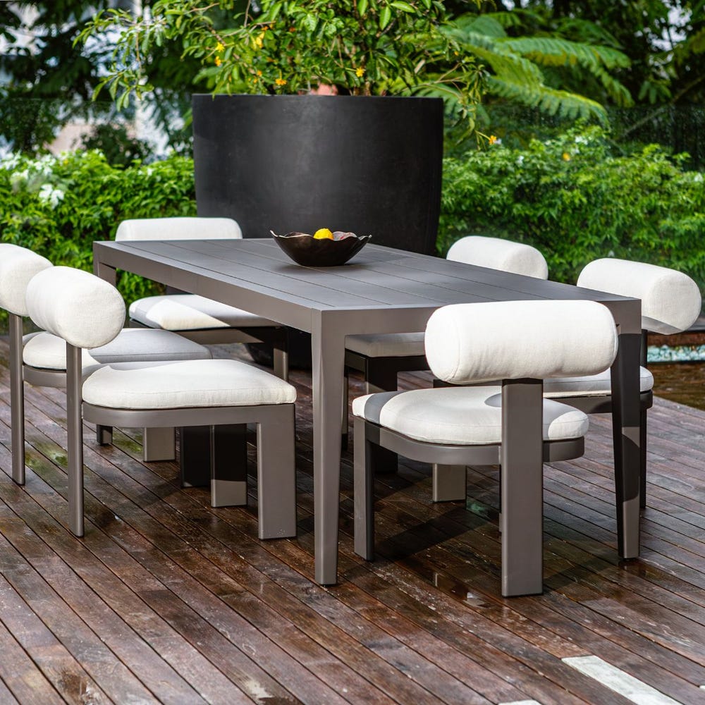 Uttermost Bolster Back Oyster White Upholstered Outdoor Dining Chair - Image 1