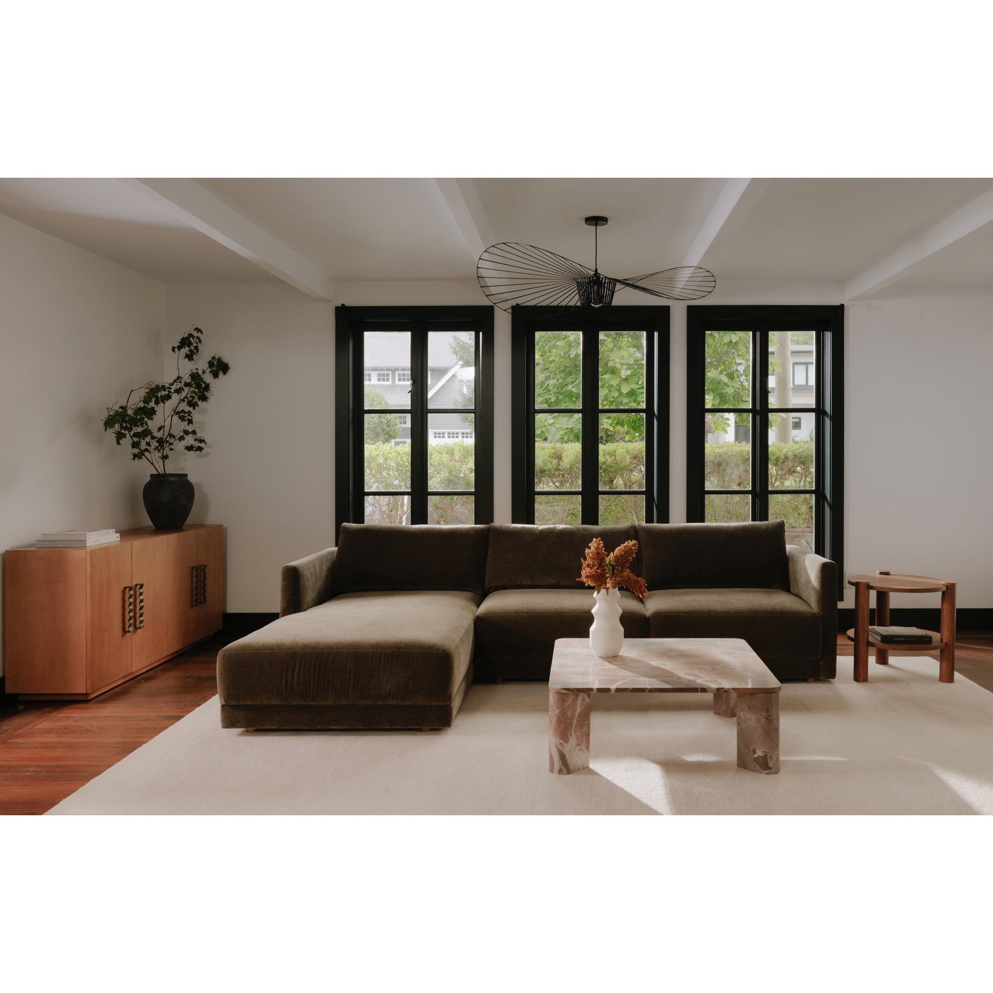 Moe's Home Collection Bryn Heritage Cedar Green Sectional ~ Right Facing Chaise - Image 2