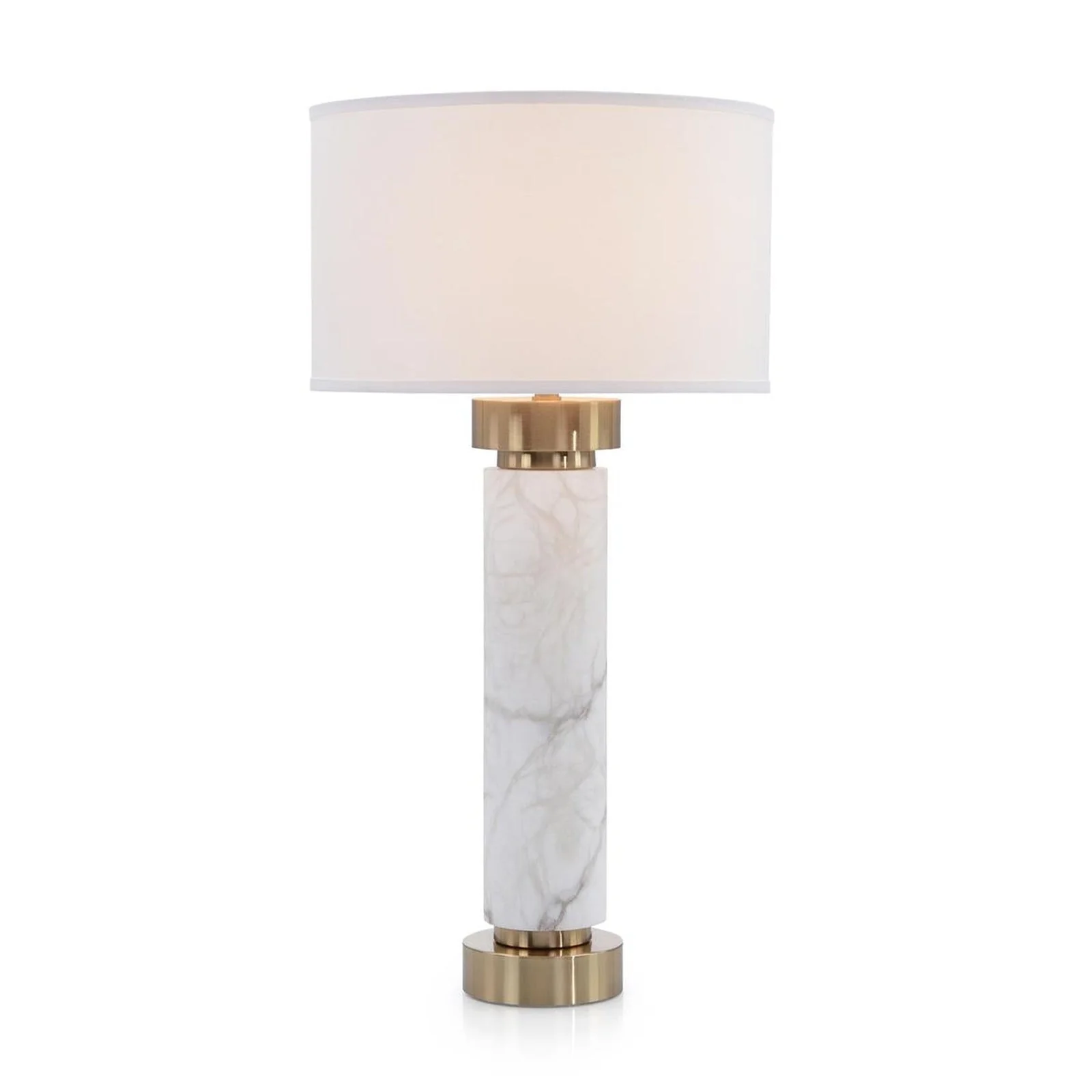 John Richard Alabaster And Coffee Bronze Table Lamp - Image 1