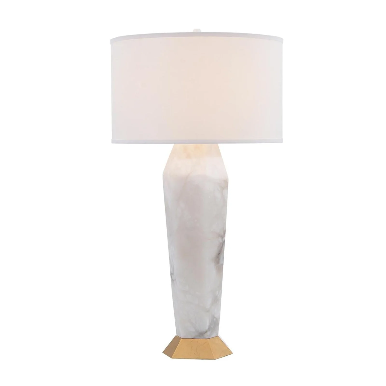 John Richard Marble And Gold Leaf Hexagon Table Lamp - Image 1