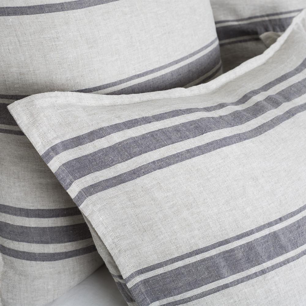 Pom Pom at Home Jackson Flax & Midnight Striped Linen Duvet Cover and Pillow Shams ~ Available in Queen and King Sizes - Image 2