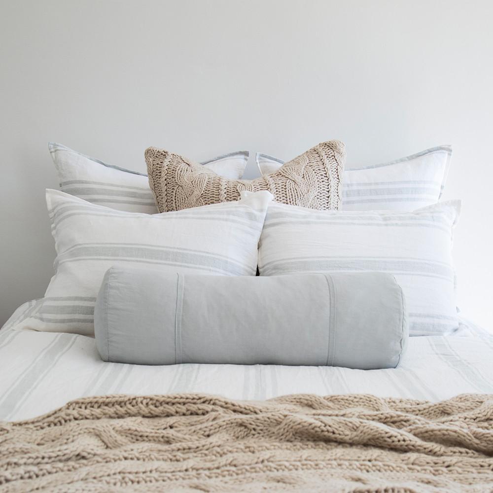 Pom Pom at Home Jackson White & Ocean Striped Linen Duvet Cover and Pillow Shams ~ Available in Queen and King Sizes - Image 3
