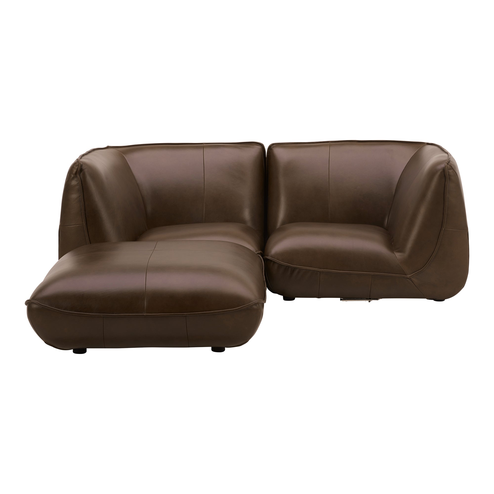 Moe’s Home Collection Zeppelin Nook Toasted Hickory Modular Leather Sectional