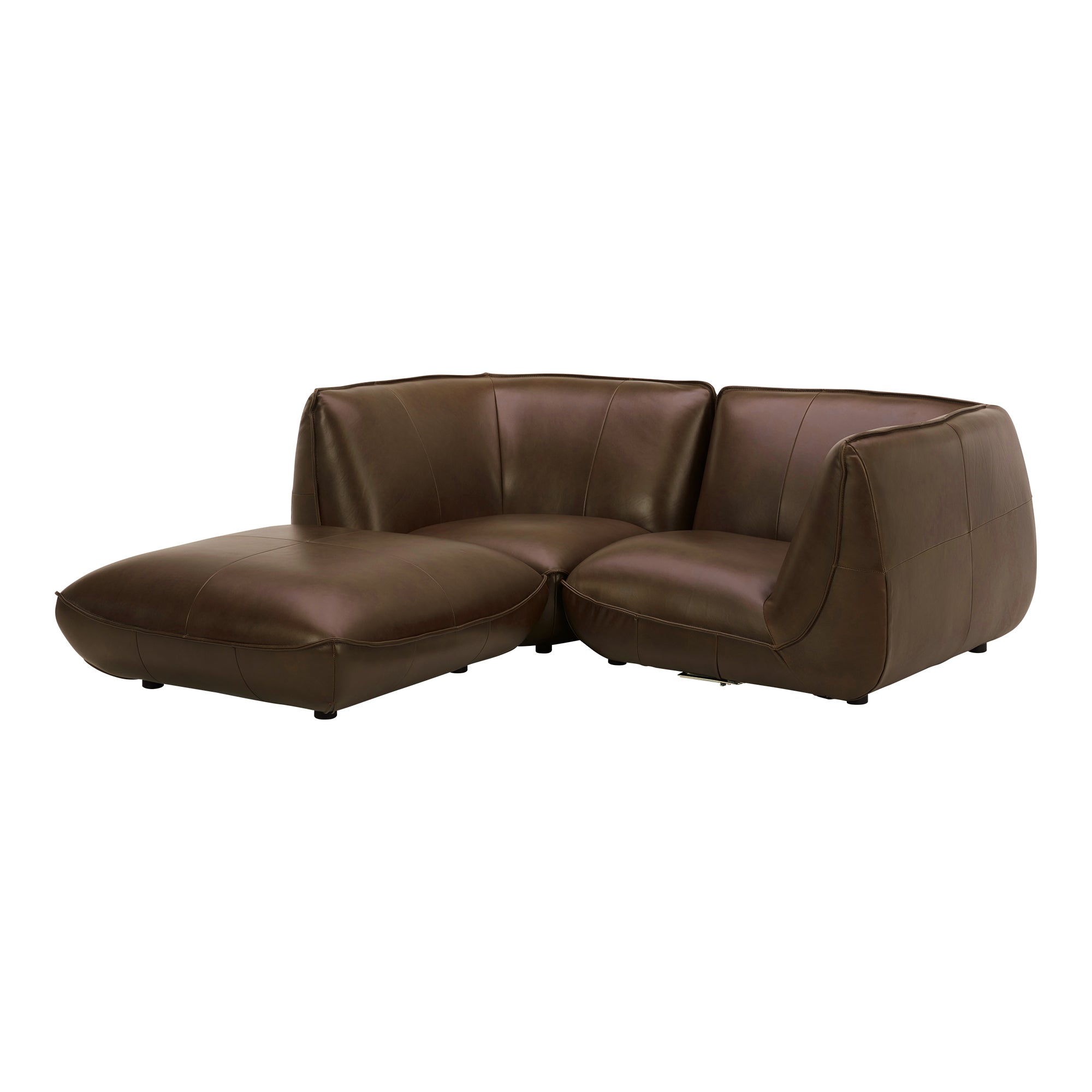 Moe's Home Collection Zeppelin Nook Toasted Hickory Modular Leather Sectional - Image 2