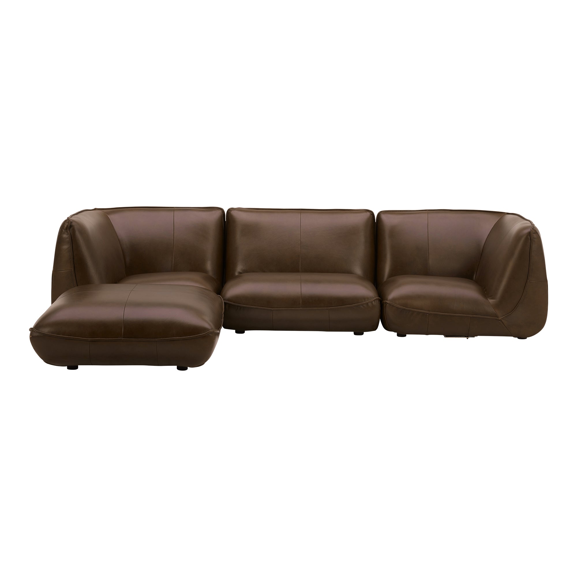 Moe’s Home Collection Zeppelin Toasted Hickory Lounge Modular Leather Sectional