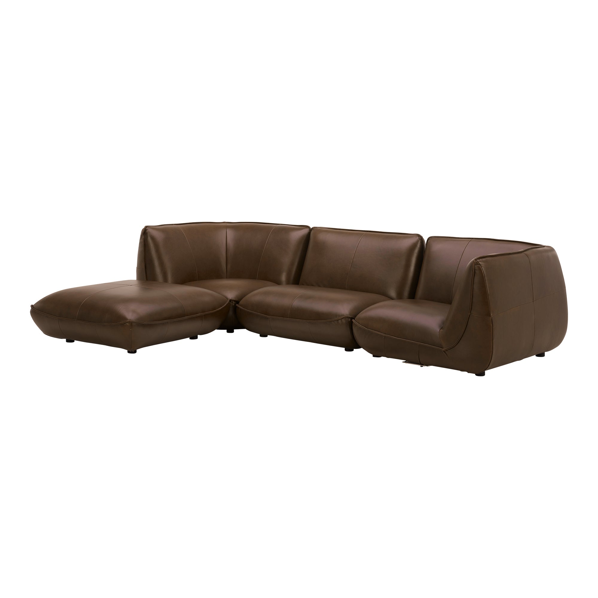 Moe's Home Collection Zeppelin Toasted Hickory Lounge Modular Leather Sectional - Image 2