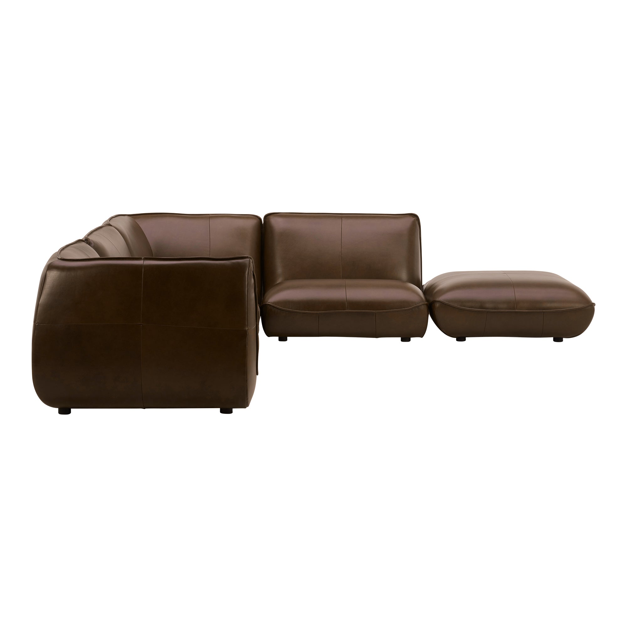 Moe's Home Collection Zeppelin Toasted Hickory Lounge Modular Leather Sectional - Image 3