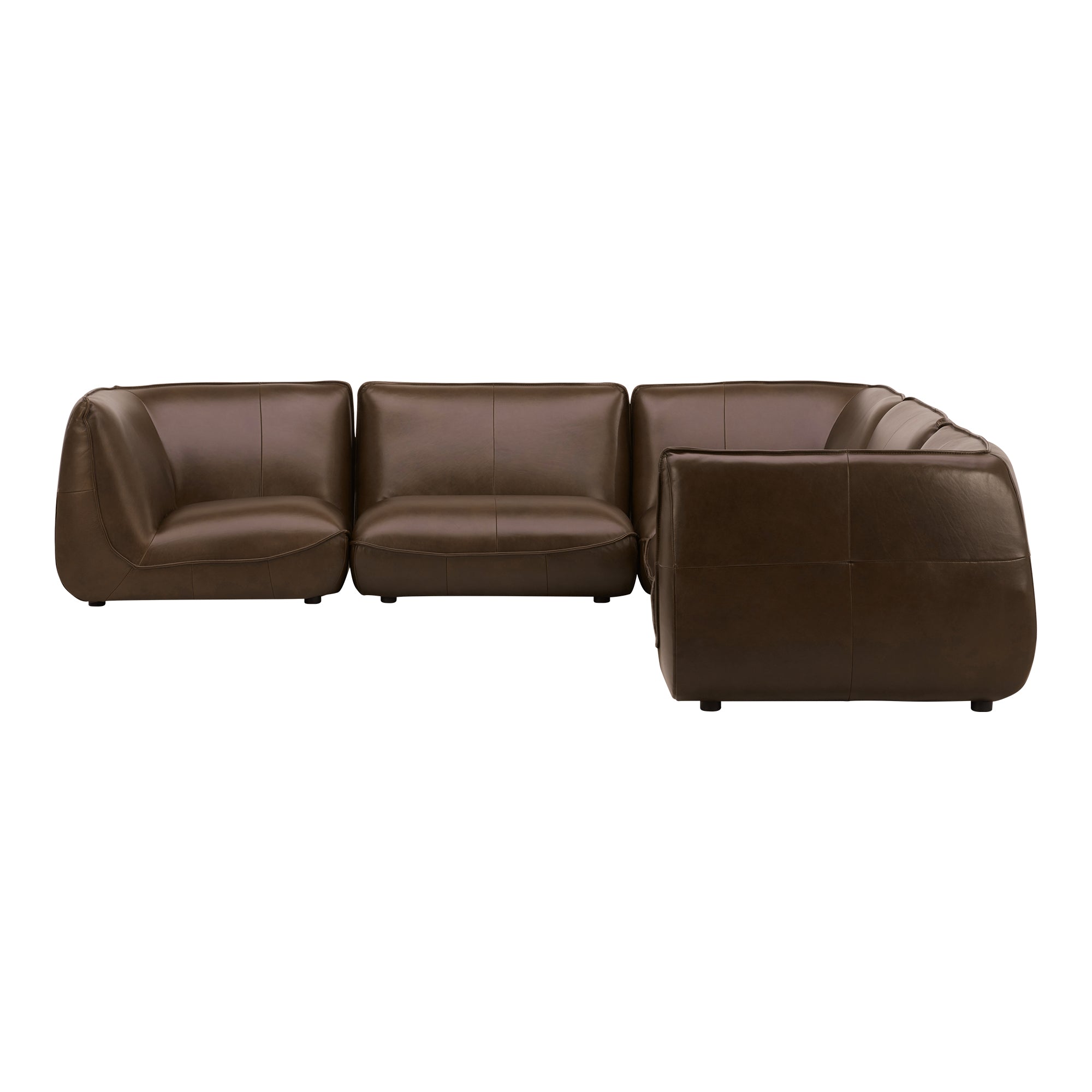 Moe's Home Collection Zeppelin Toasted Hickory Classic L-Shaped Modular Leather Sectional - Image 1