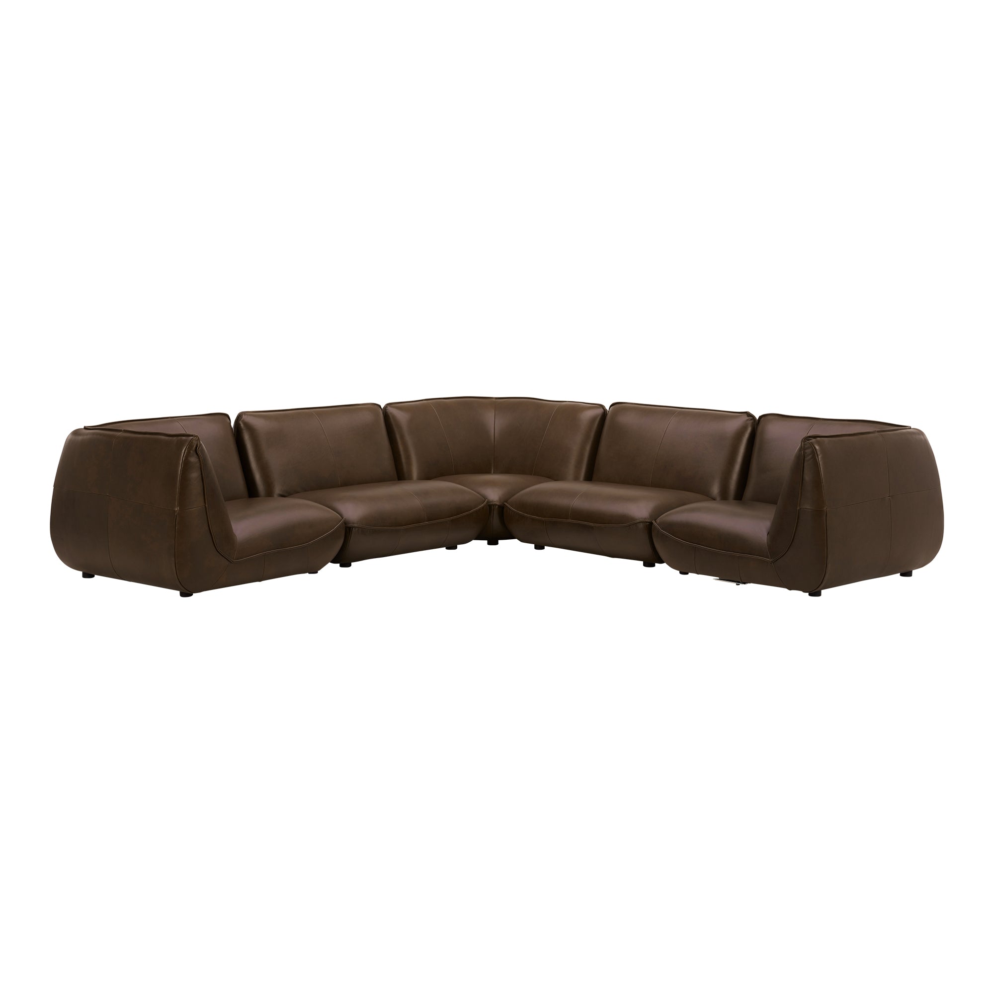 Moe's Home Collection Zeppelin Toasted Hickory Classic L-Shaped Modular Leather Sectional - Image 2