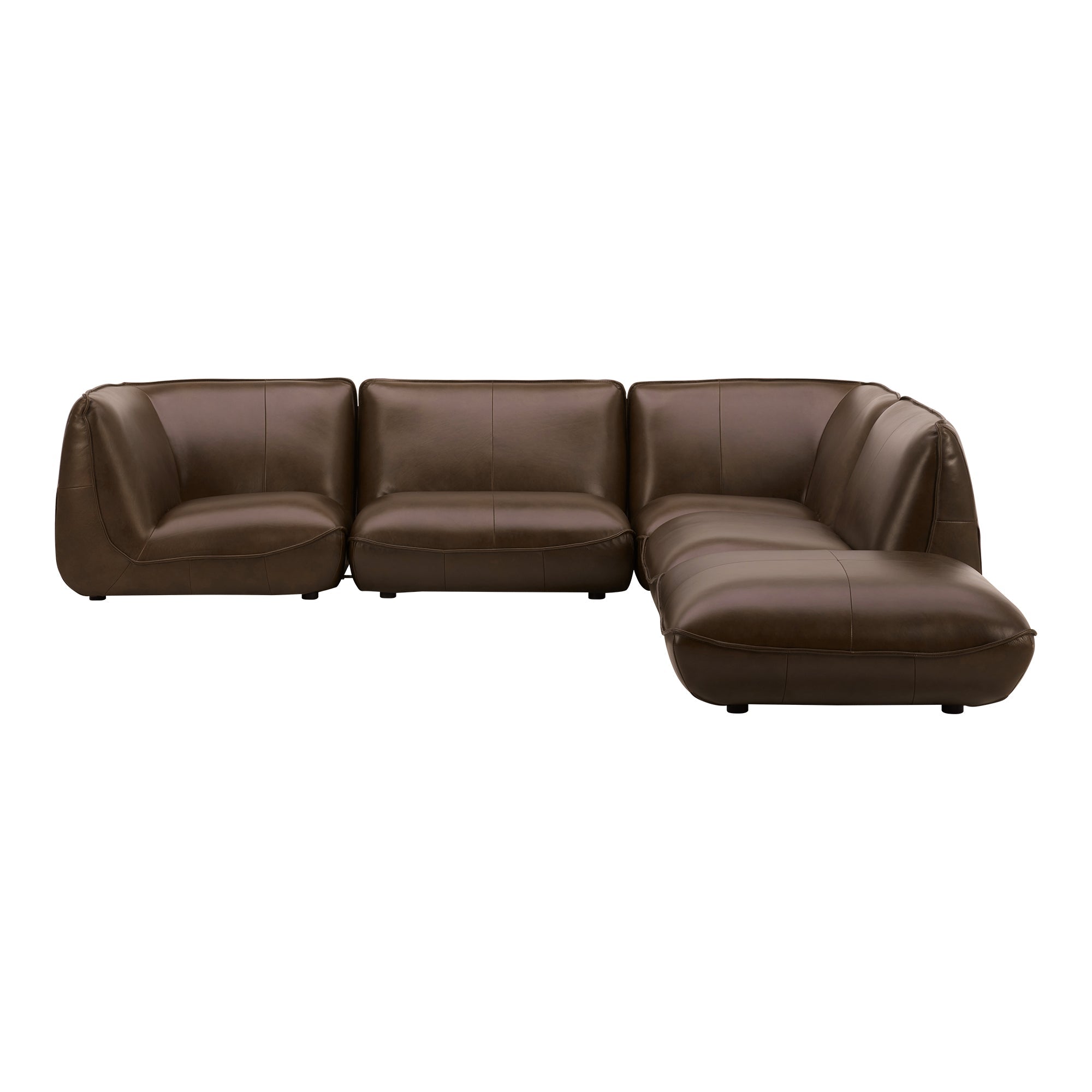 Moe's Home Collection Zeppelin Toasted Hickory Dream Modular Leather Sectional - Image 1
