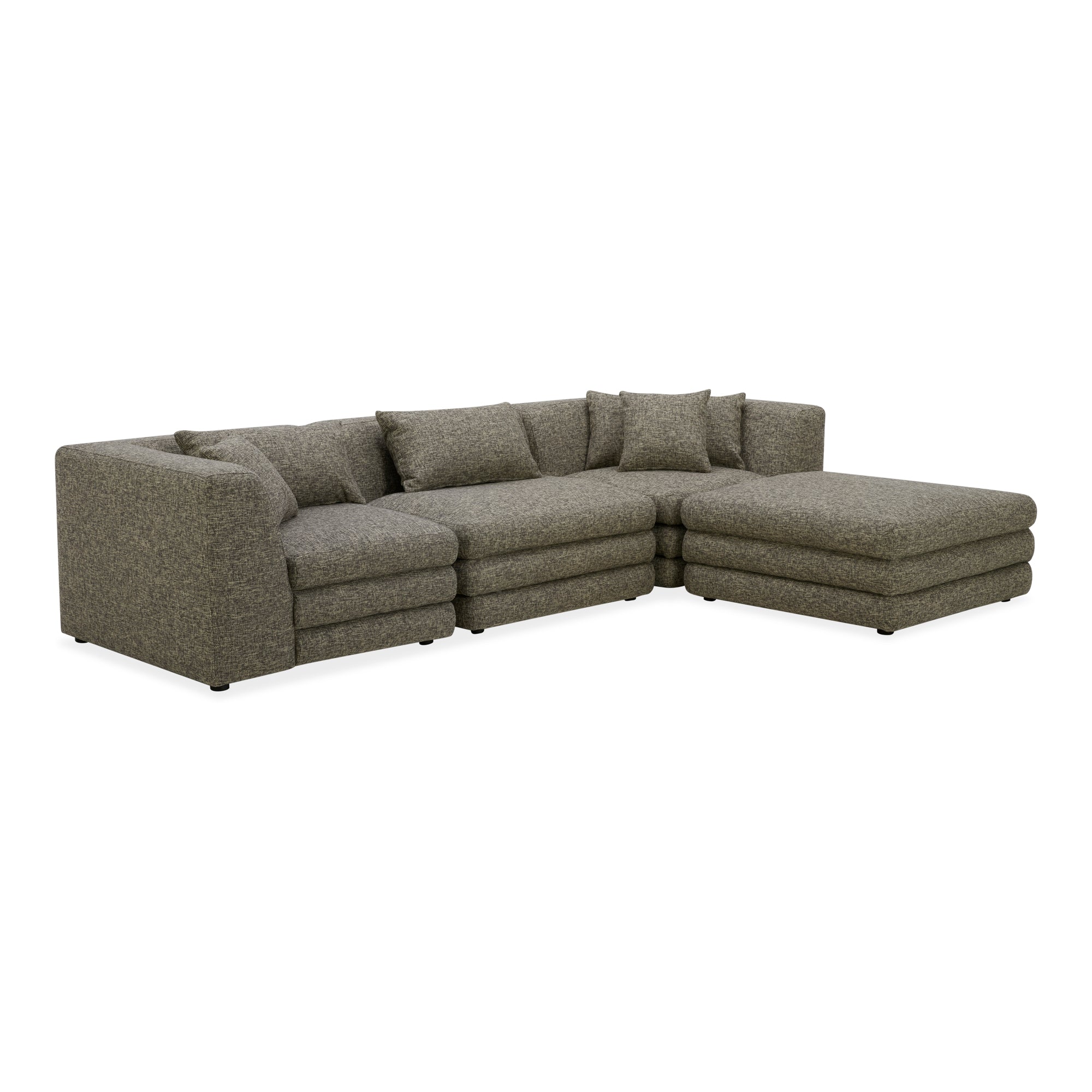 Moe's Home Collection Lowtide Lounge Stone Tweed Modular Sectional - Image 2