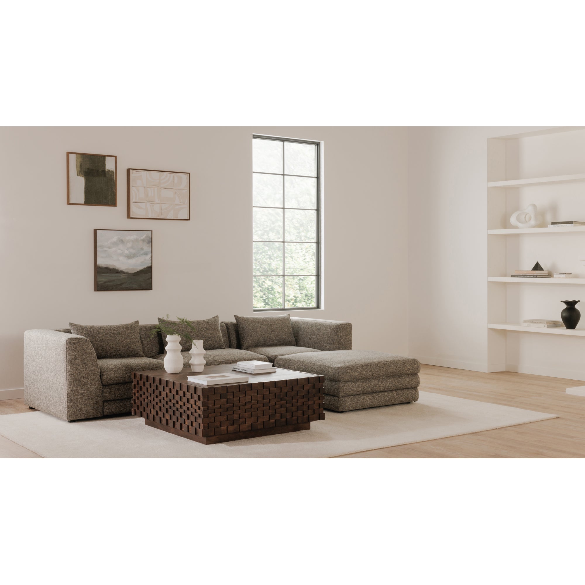 Moe’s Home Collection Lowtide Lounge Stone Tweed Modular Sectional