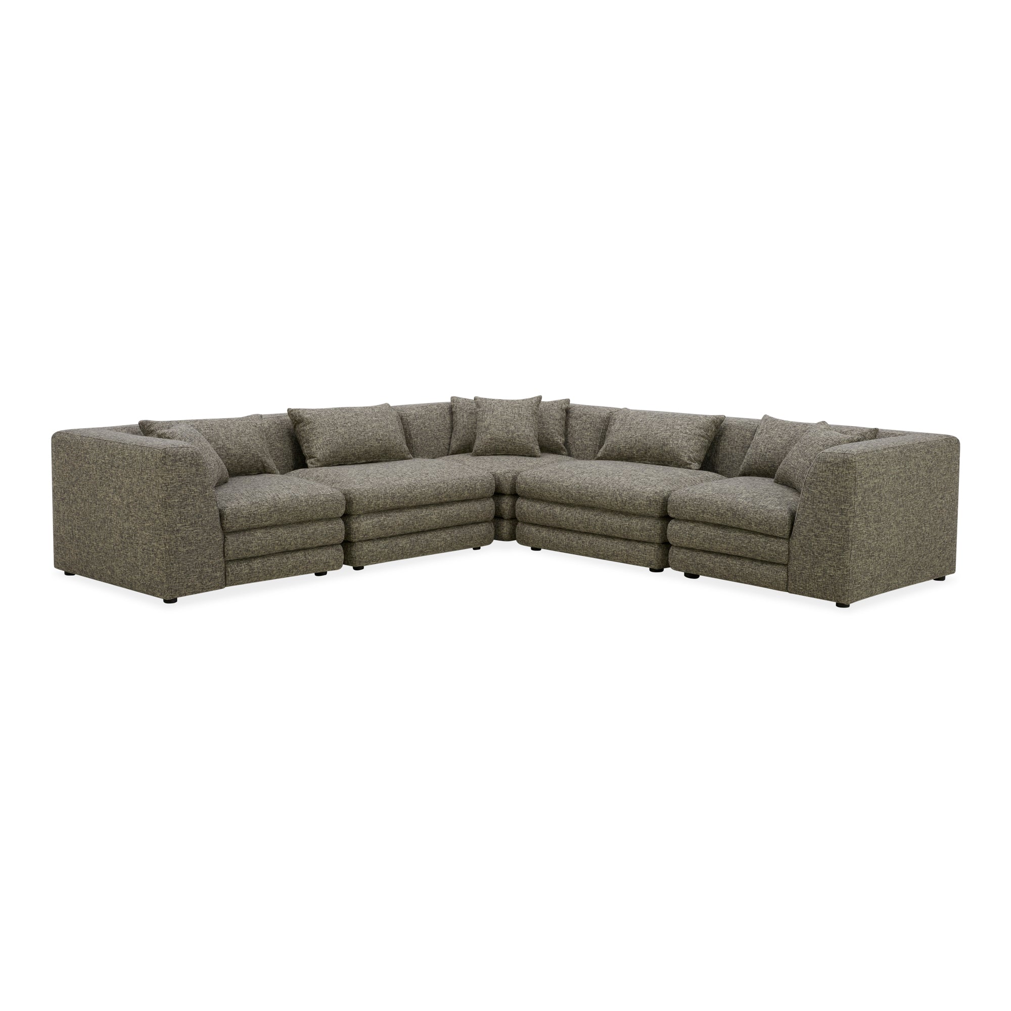 Moe’s Home Collection Lowtide Classic Stone Tweed L-Shaped Modular Sectional